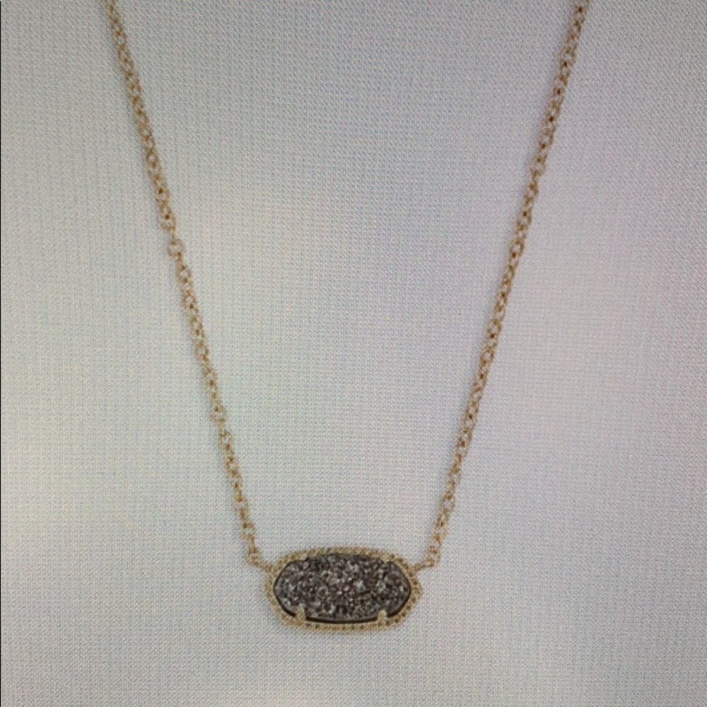 Elisa Gold Pendant Necklace in Platinum Drusy